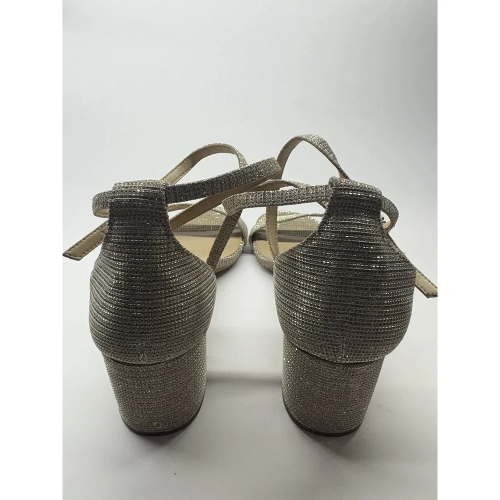 Michael Kors Serena Flex Ankle Strap Dress Sandals Women 10M Block Heel Gold